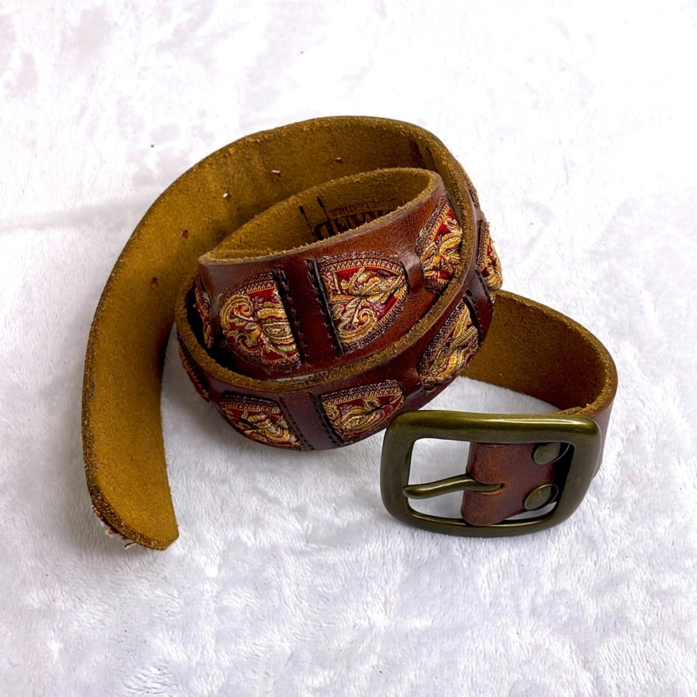Lucky Brand Brown and Gold Paisley Belt